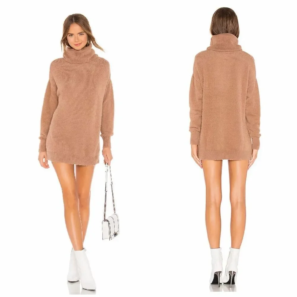 Tularosa Webster Fuzzy Foldover Neck Pullover Sweater in Camel Size M - Picture 12 of 12